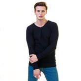 Black Rounded Neck European Wool Luxury Zippered With Sweater Jacket Warm Winter Tailor Fit